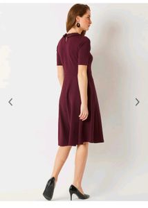 Wine Red Flared Dress