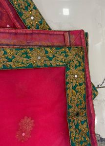Embellished Teal &amp; Pink Lehenga Choli Set