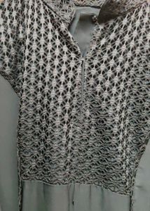 Elegant Black Abaya with Lace Detail