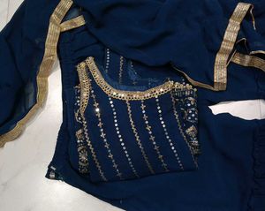 Radiant Mirror &amp; Sequin Heavy Work Sharara Set💙