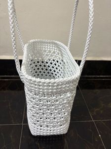 White Woven Tote Bag