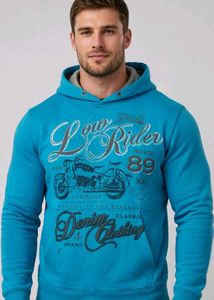 Vtg Blue "Low Rider" Graphic Hoodie