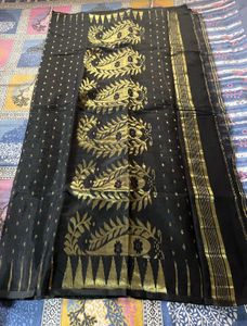 Brand New Black & Gold Jamdani Saree