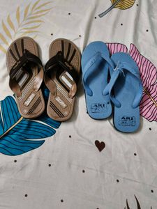 Men's Flip Flops - Brown & Blue Pair