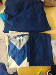 Solid Blue Double Bedsheet with pillow cover