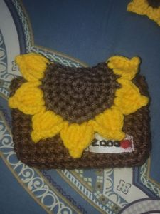 customed name Handmade Crochet Sunflower Pouch