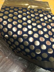 Elegant Navy Polka Dot Saree