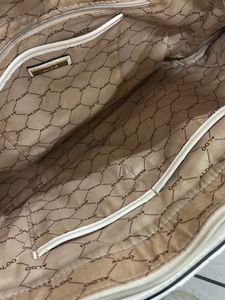 Quilted White Handbag with Gold Chain