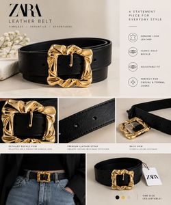 SALE!ZARA womens gold buckle belt