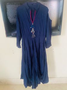 Blue Drape Round Kurti