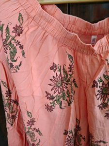 Peach Floral Kurta Set with dupatta