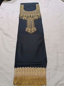 Fancy Golden Neck Work On Black Suit
