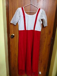 BRAND NEW Fully Embroidered Red &amp; White Dress