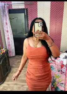 Orange Ruched Spaghetti Strap Dress