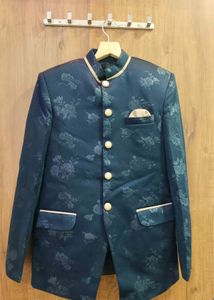 Men's Teal Floral Nehru Jacket