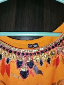 Vibrant Orange Ethnic Gown