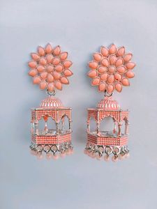 Sunflower Pink Oxidised Earrings for Girls/Women