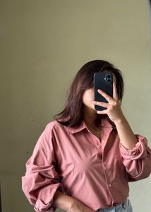 Chic Pink Oversized Button-Up Shirt