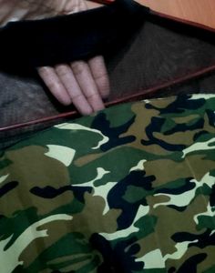 Camo Print Mesh Yoke Top