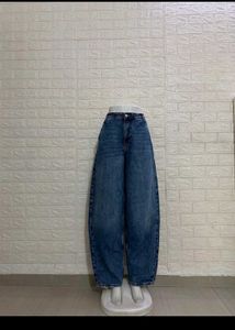 Wide Leg Blue Denim Jeans