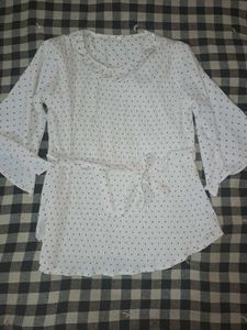 Women's White Polka Dot Blouse