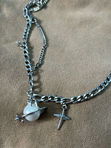 Unique Planet &amp; Cross Charm Necklace