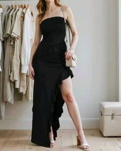 Shein Strapless Maxi Ruffled Dress