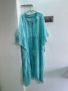 Turquoise Geometric Print Kaftan