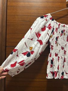 Chic Floral Smocked Off-Shoulder Top