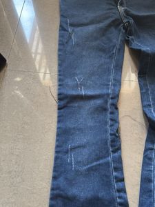 Flared Denim Jeans with Lace Trim