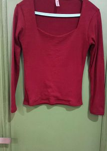 Chic maroon Square Neck Top