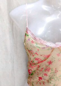 Floral Lace Trim Cami Top