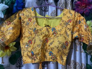 Embroidered Yellow Ethnic Blouse