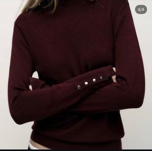 Zara Burgundy Turtleneck Top