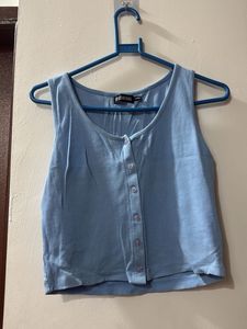 Baby Blue Button-Up Tank Top