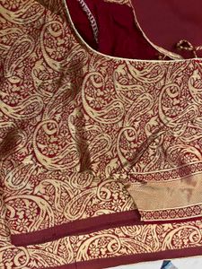 Maroon Saree with Gold Brocade Blouse