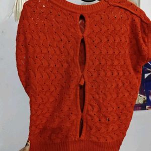Chic Orange Knit Sweater