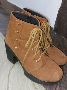 Tan Platform Lace-Up Boots