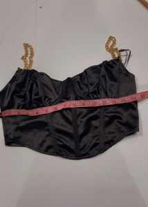 Black Corset Top with Gold Chain Straps