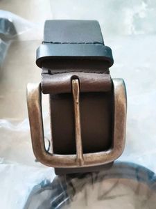 Classic Leather Belt with Antique Buckle