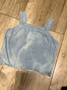 Denim Button-Up Crop Top