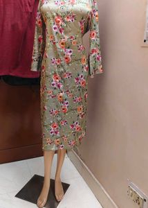 Floral Print  satin Kurta