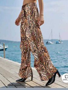34 size Boho Wide Leg Animal Print Pants