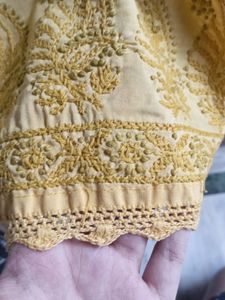 Lemon Yellow Chikankari Top