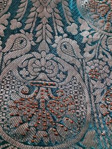 Elegant Teal Brocade Silk Saree