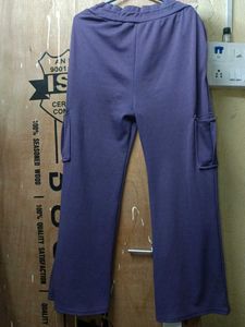 Purple Cargo Pants with Drawstring