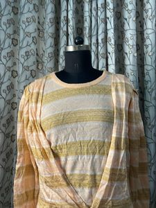 Striped Wrap Front Top