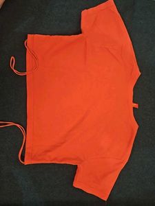 Zara Orange Cropped T-Shirt