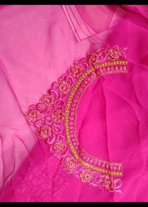 Elegant Pink Saree with Gold Lace