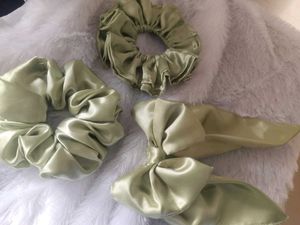 3 Satin Scrunchies with Bow Set
